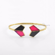 Schönes schwarzes Onyx-Armband, Pink-Chalcedon-Edelstein-Goldarmband-Schmucksachen